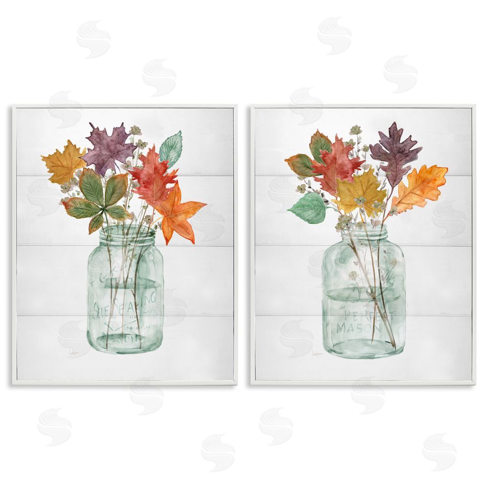 Livi Finn Harvest Home Leaf Vases White Framed Giclee Wall Art Print