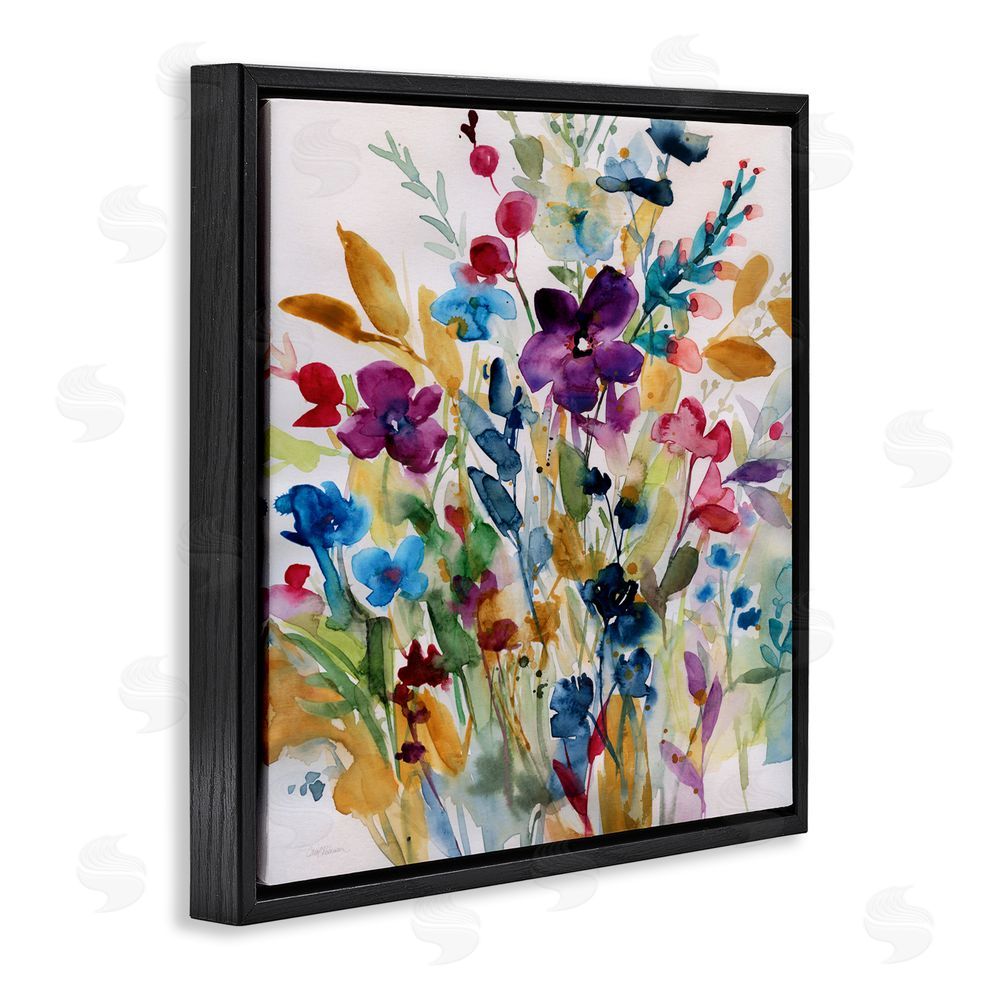 Carol Robinson Garden Jewels Abstract Flowers Black Floating Frame Canvas Wall Art Print