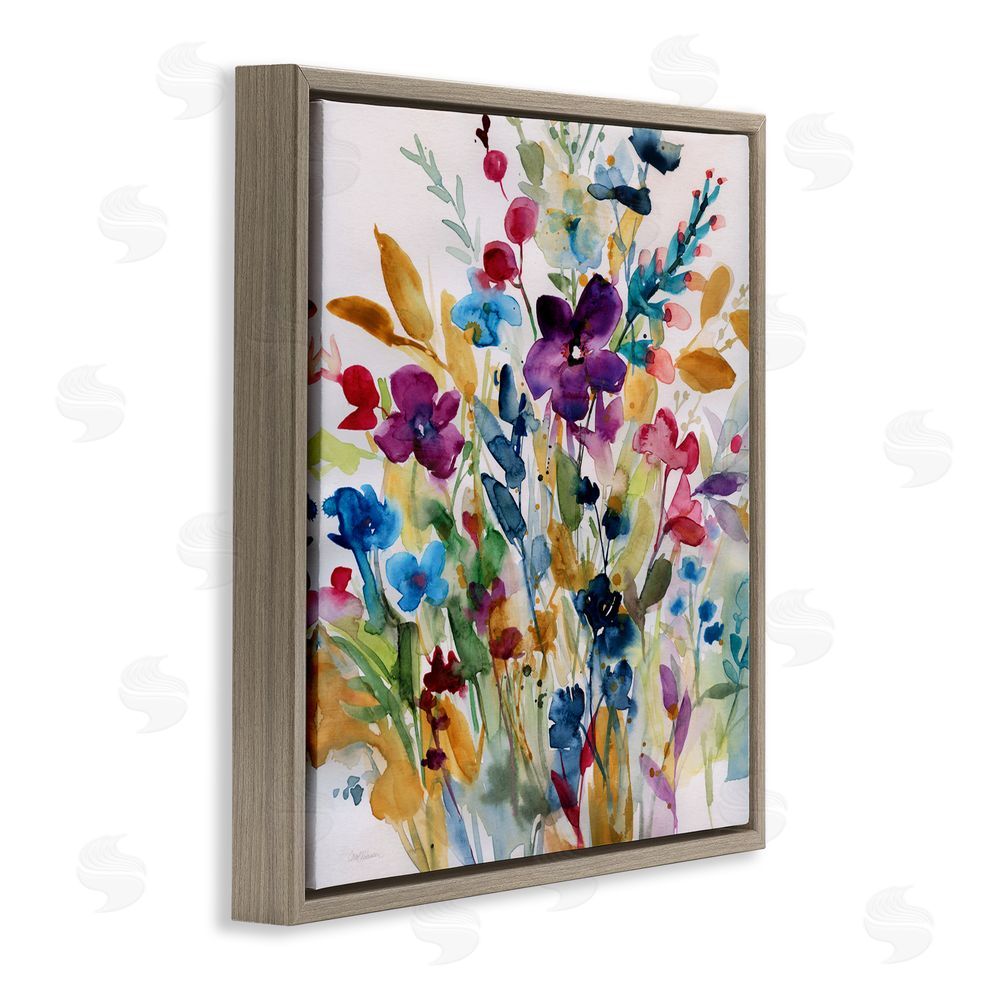 Carol Robinson Garden Jewels Abstract Flowers Brown Floating Frame Canvas Art Print