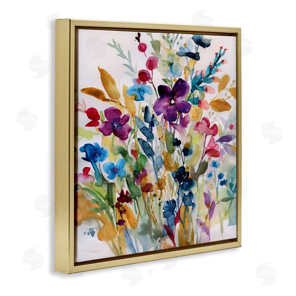 Carol Robinson Garden Jewels Abstract Flowers Gold Floating Frame Canvas Art Print