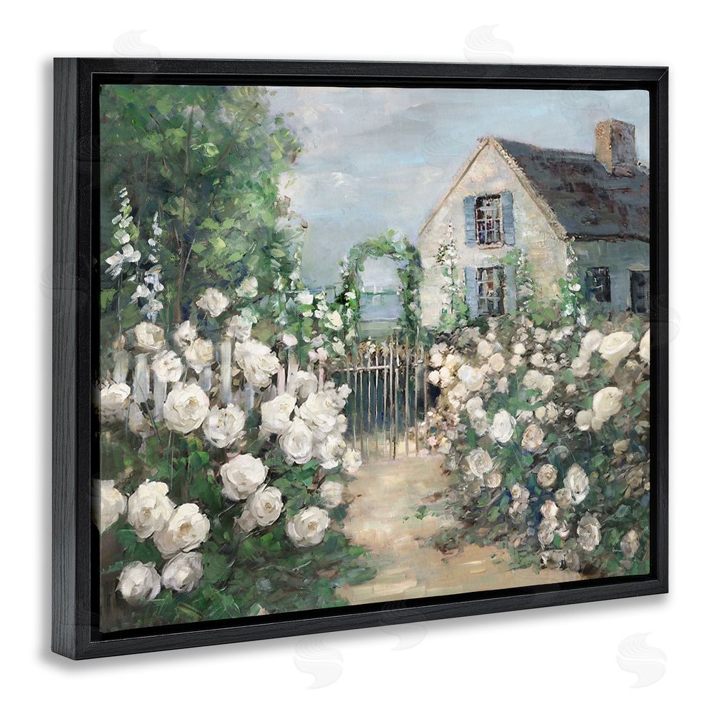 Sally Swatland Cottage at the Coast Black Floating Frame Canvas Wall Art Print