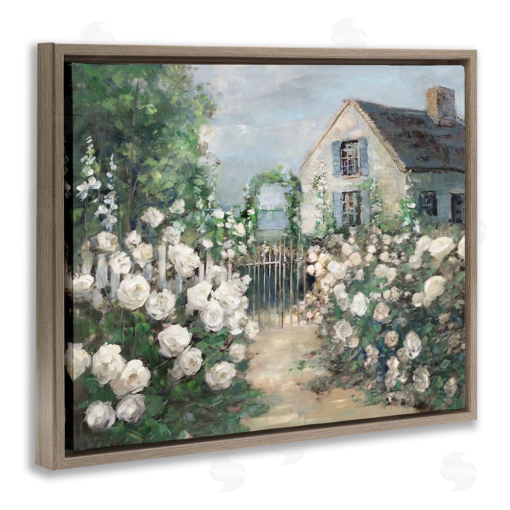 Sally Swatland Cottage at the Coast Brown Floating Frame Canvas Art Print