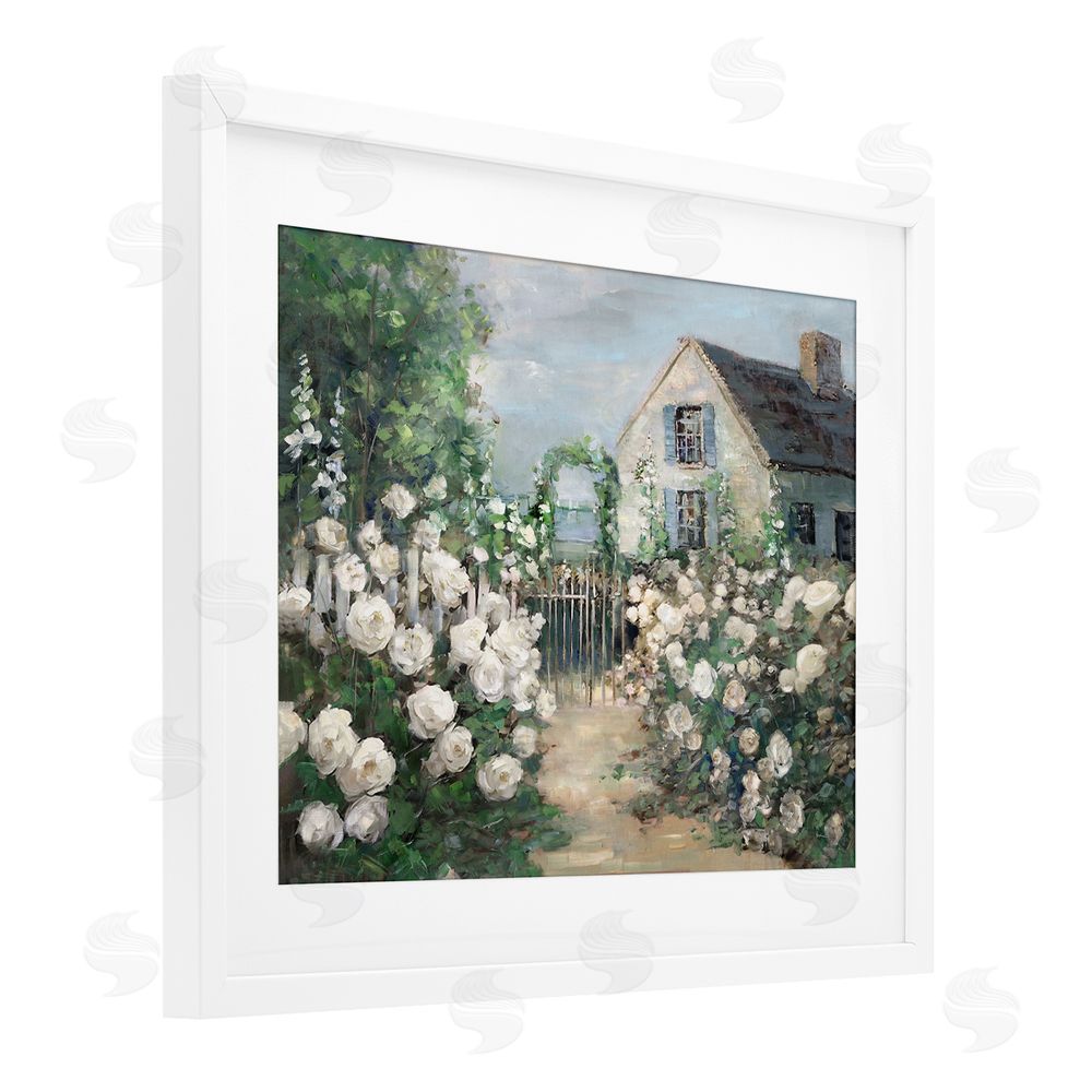 Sally Swatland Cottage at the Coast White Framed Print Under Glass Art