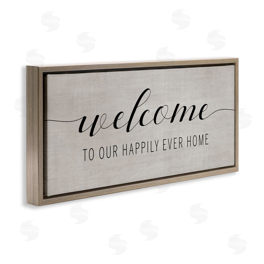 Amanda Murray Happily Ever Home Welcome Brown Floating Frame Canvas Art Print