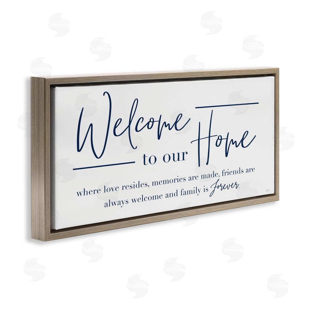 Natalie Carpentieri Welcome Family is Forever Brown Floating Frame Canvas Art Print