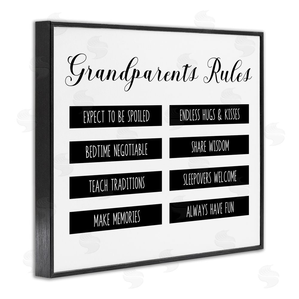CAD Designs Grandparent's Rules Modern List Black Framed Giclee Art Print