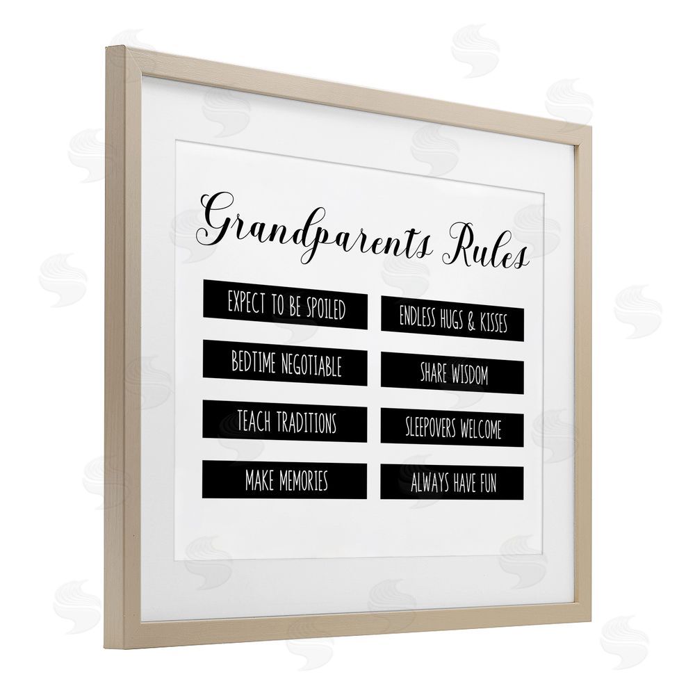 CAD Designs Grandparent's Rules Modern List Birch Framed Print Under Glass Art