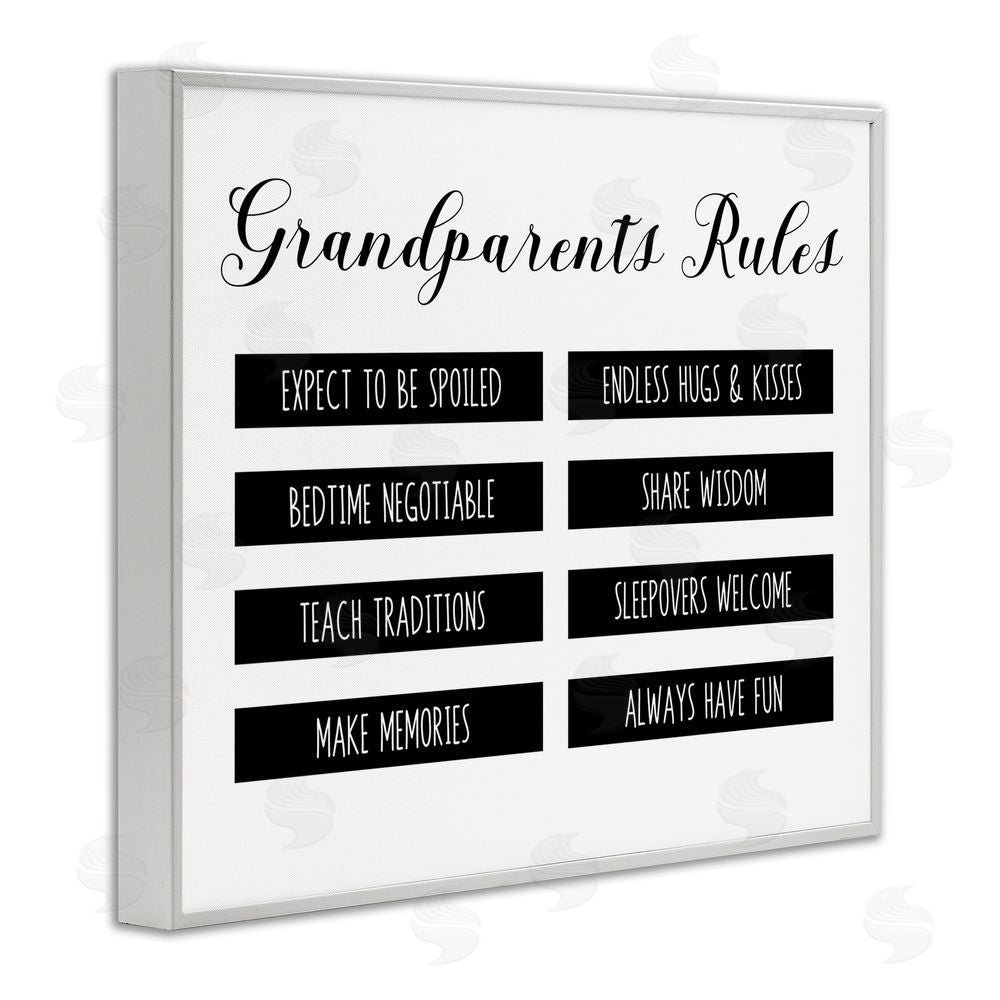 CAD Designs Grandparent's Rules Modern List White Frame Giclee Art Print