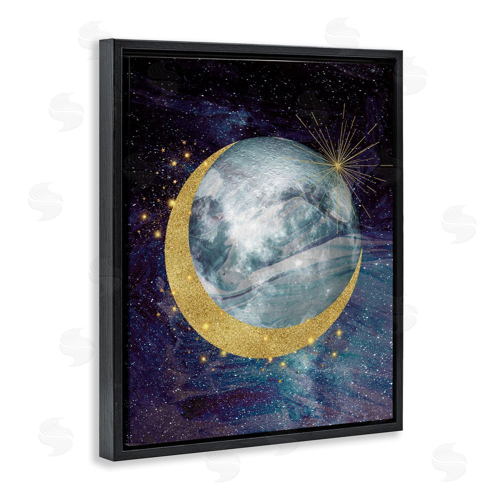 Daniela Santiago Cosmic Shimmer Moon Black Floating Frame Canvas Wall Art Print
