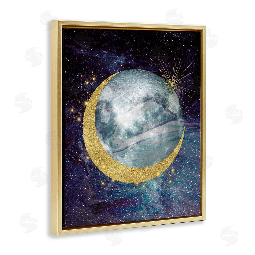 Daniela Santiago Cosmic Shimmer Moon Gold Floating Frame Canvas Art Print