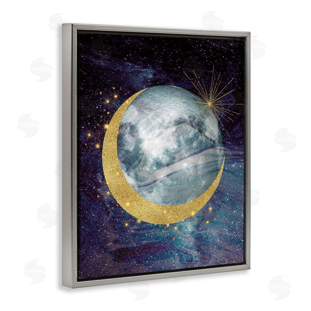 Daniela Santiago Cosmic Shimmer Moon Gray Floating Frame Canvas Art Print