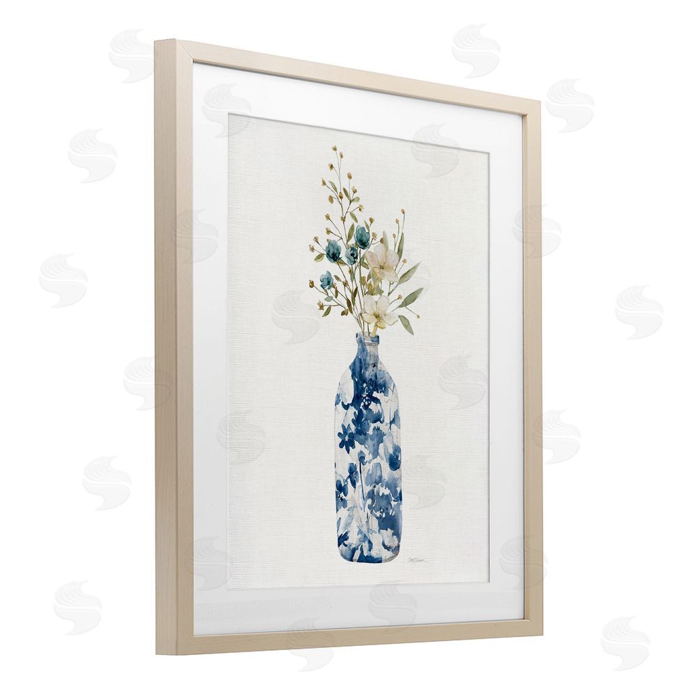 Carol Robinson Chinoiserie Blooms White Florals Birch Framed Print Under Glass Art