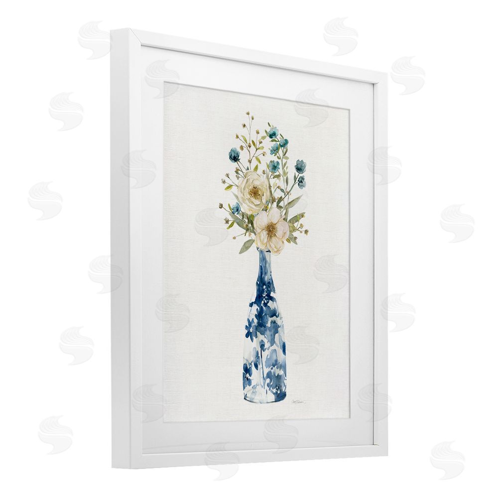 Carol Robinson Chinoiserie Blooms White Flowers White Framed Print Under Glass Art