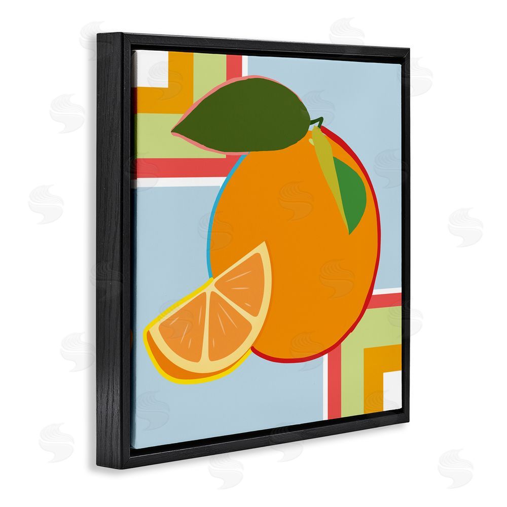Daniela Santiago Geometric Orange Fruit Black Floating Frame Canvas Wall Art Print