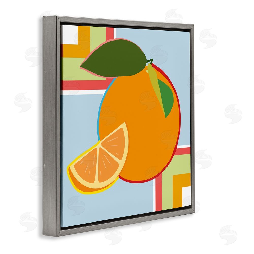 Daniela Santiago Geometric Orange Fruit Gray Floating Frame Canvas Art Print