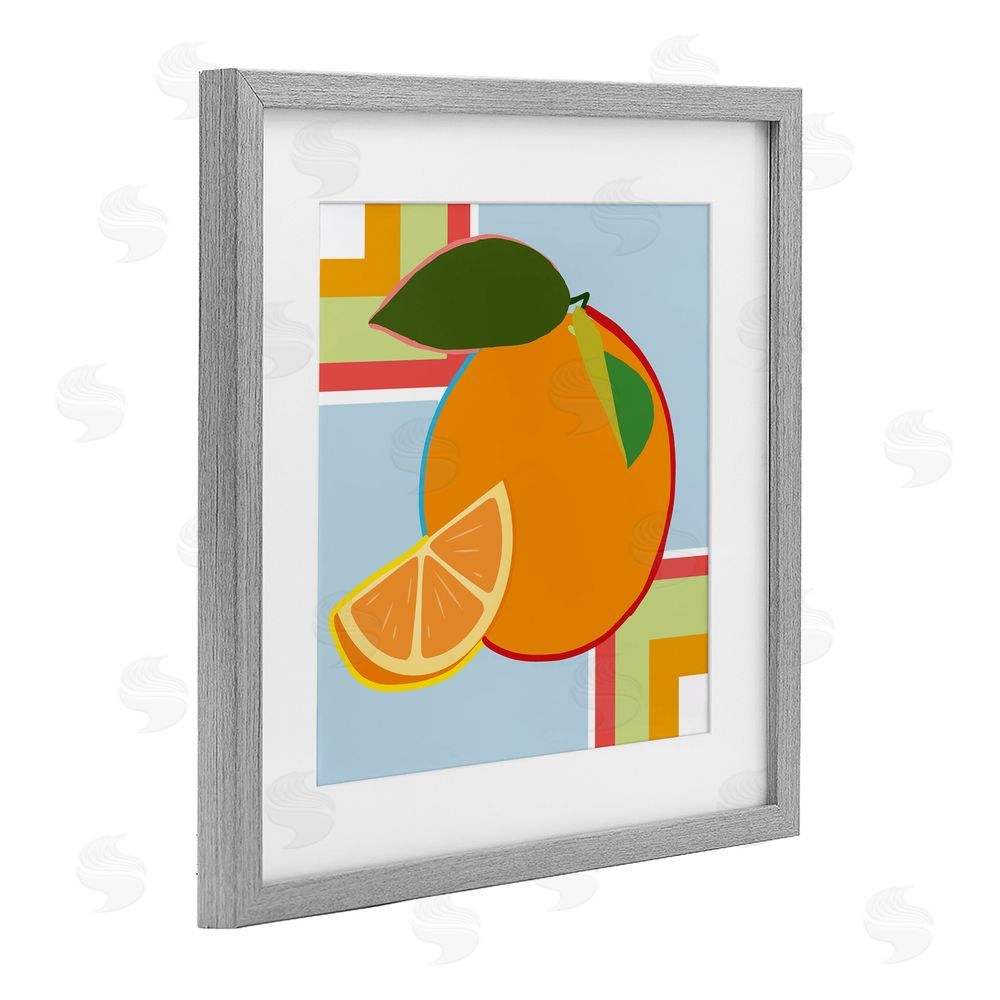 Daniela Santiago Geometric Orange Fruit Gray Framed Print Under Glass Art