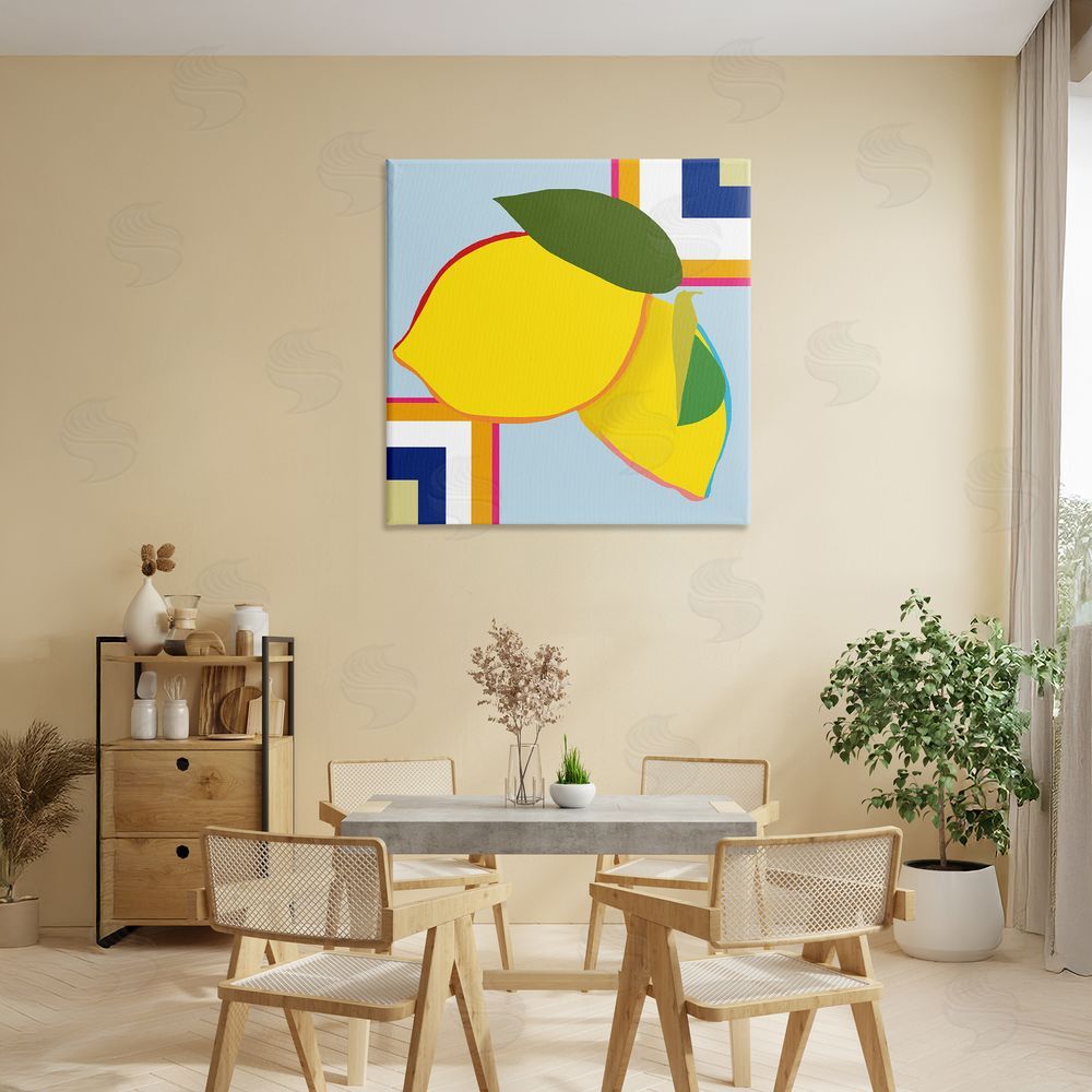 Daniela Santiago Geometric Lemon Fruit Printed Wall Art in Room