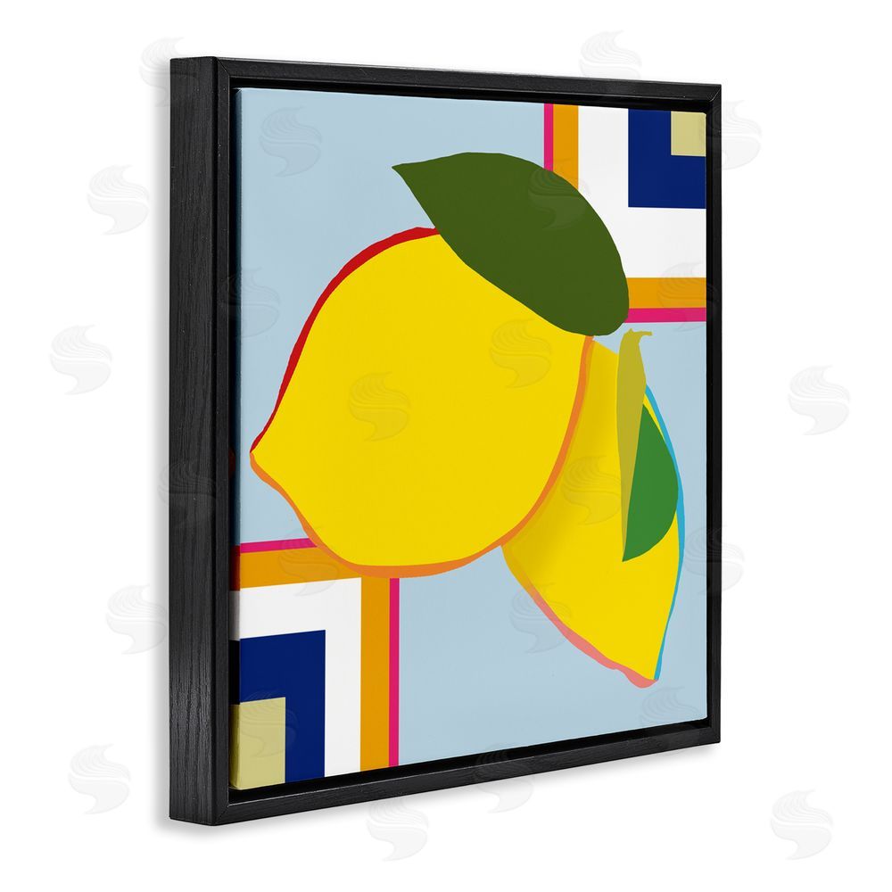 Daniela Santiago Geometric Lemon Fruit Black Floating Frame Canvas Wall Art Print