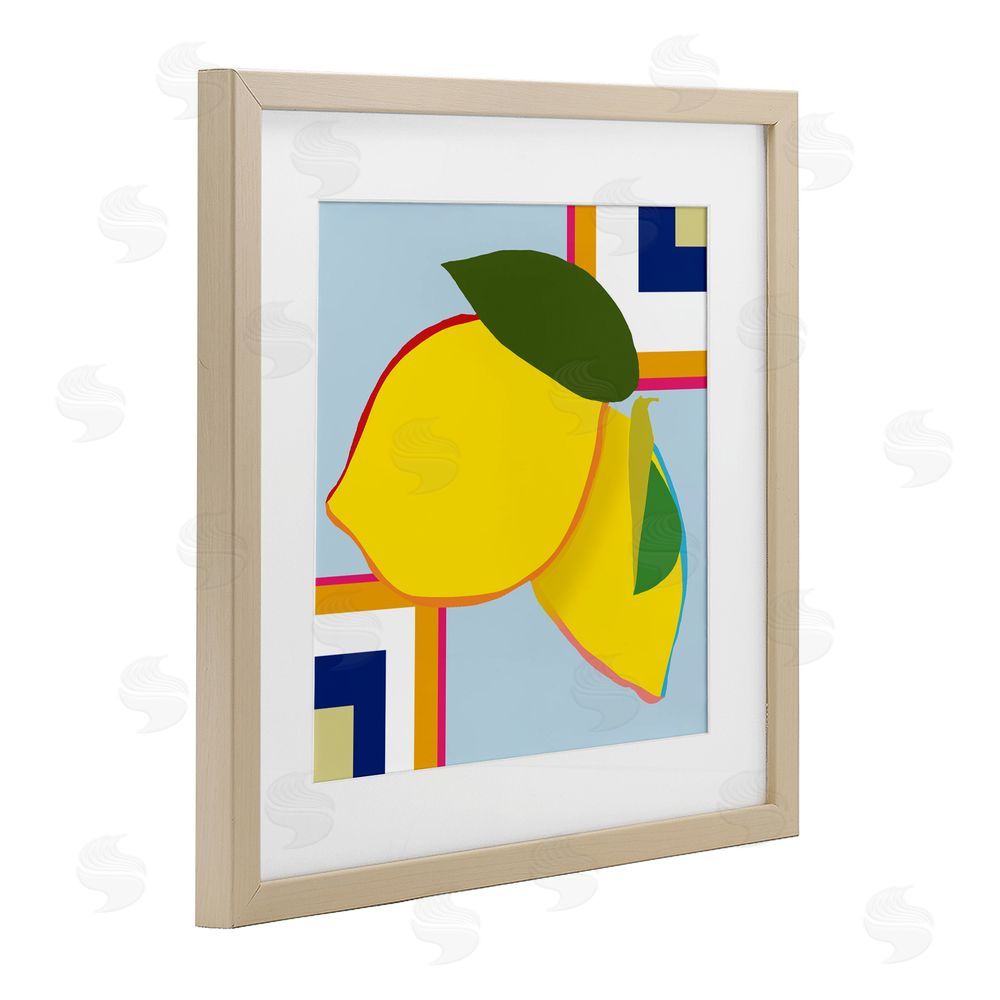 Daniela Santiago Geometric Lemon Fruit Birch Framed Print Under Glass Art
