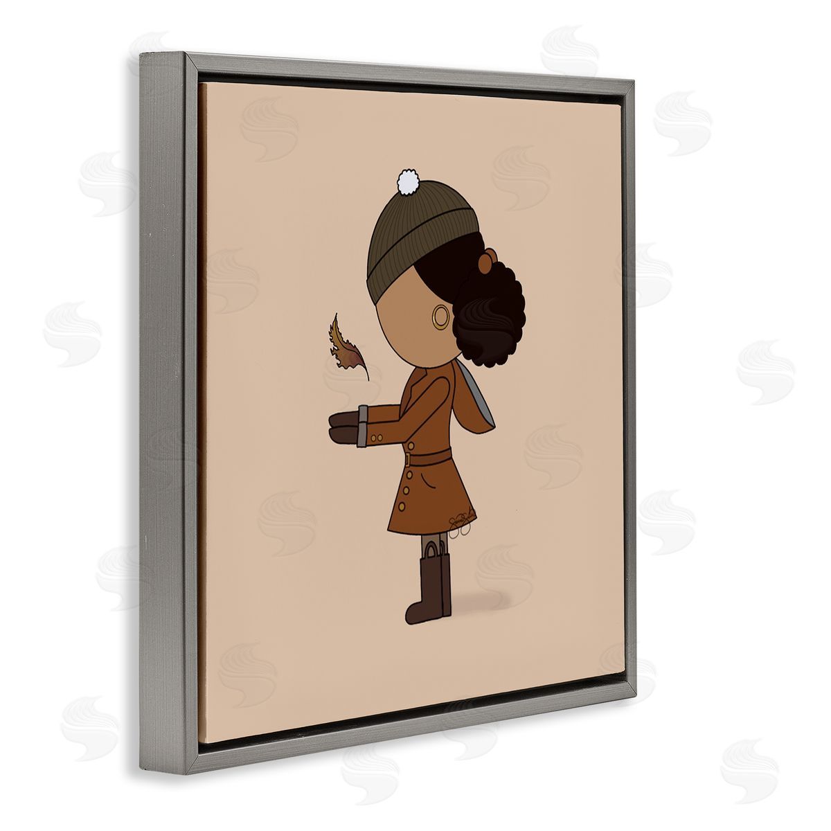 Sierra Siler Autumnal Girl with Leaf Canvas Wall Art Print