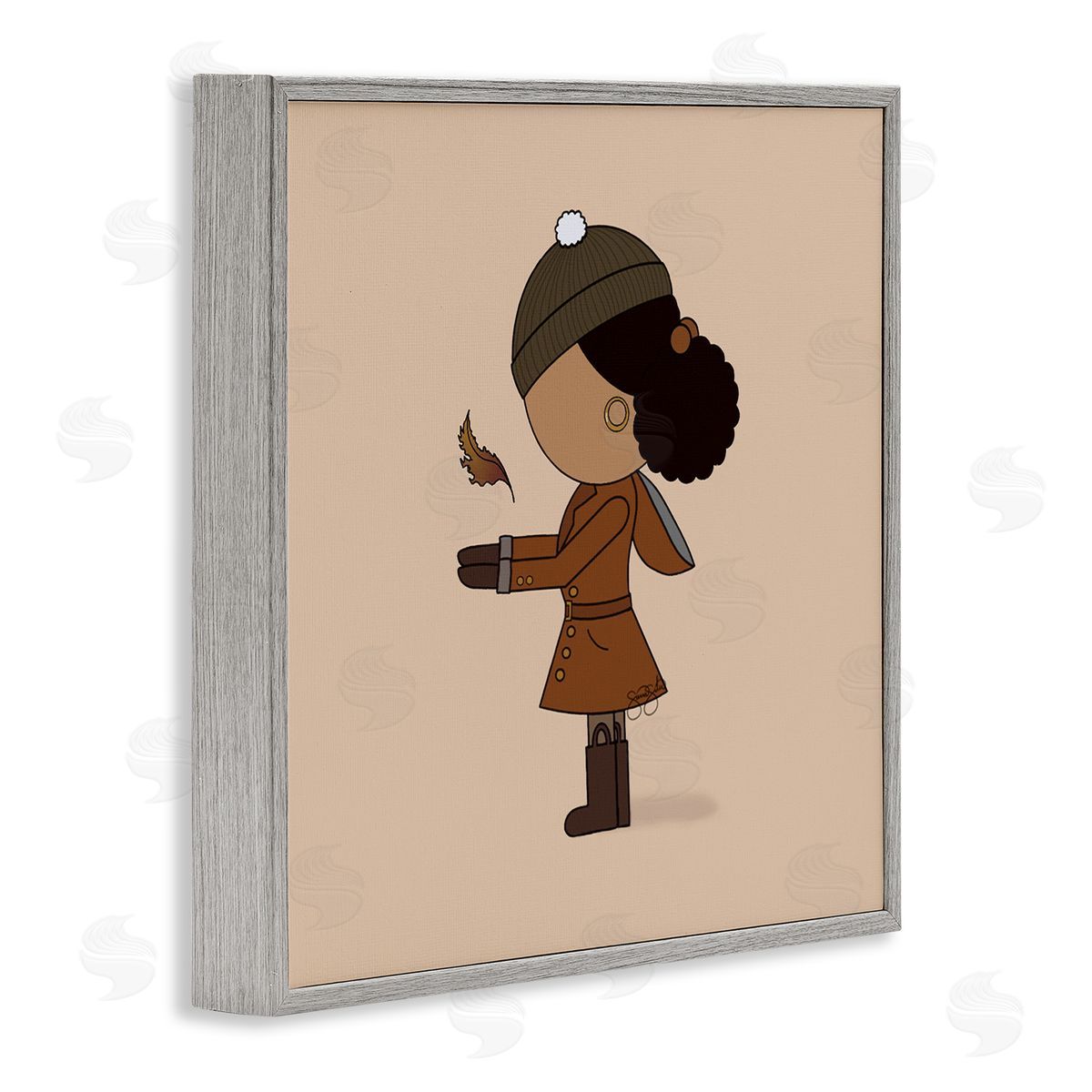 Sierra Siler Autumnal Girl with Leaf Canvas Wall Art Print