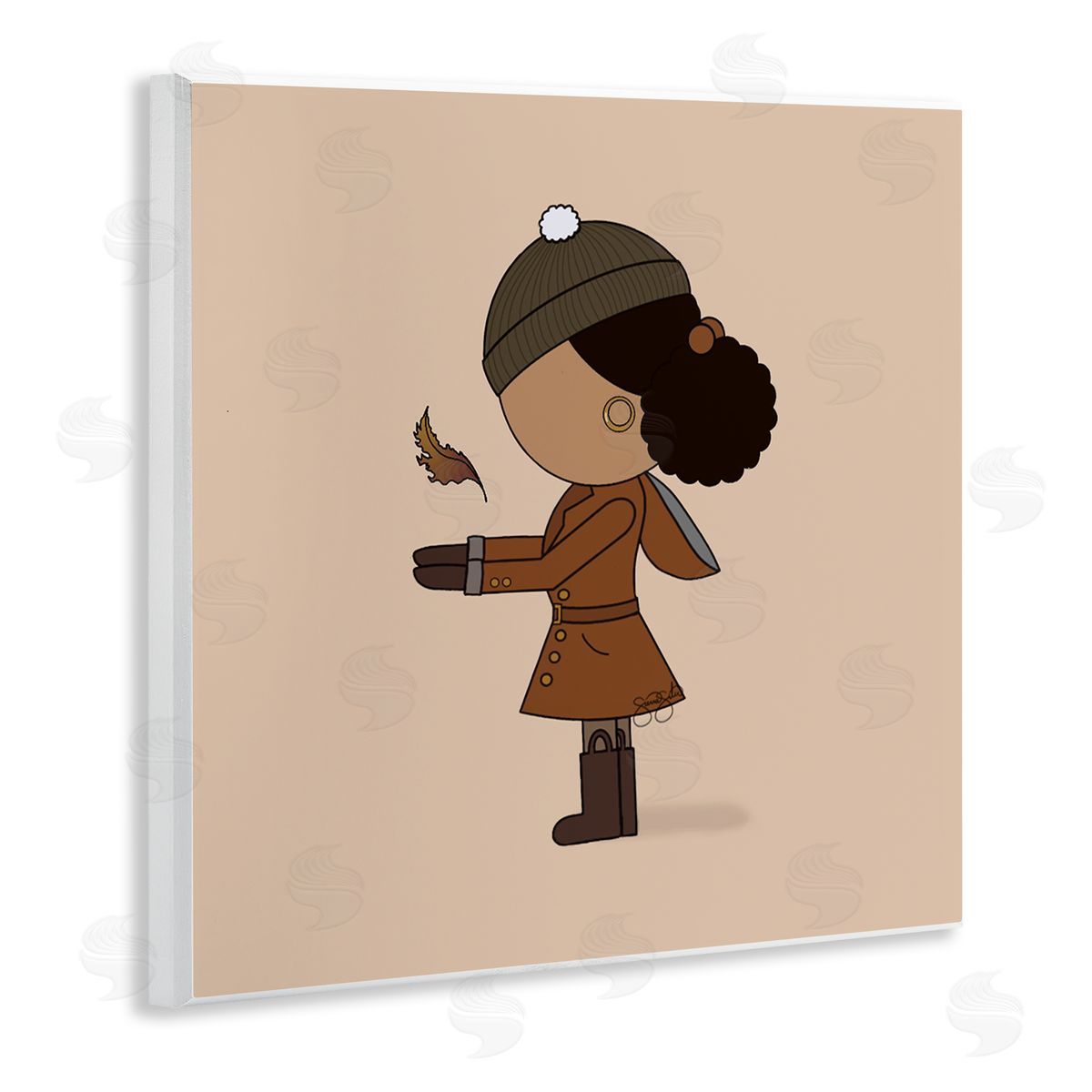 Sierra Siler Autumnal Girl with Leaf Canvas Wall Art Print
