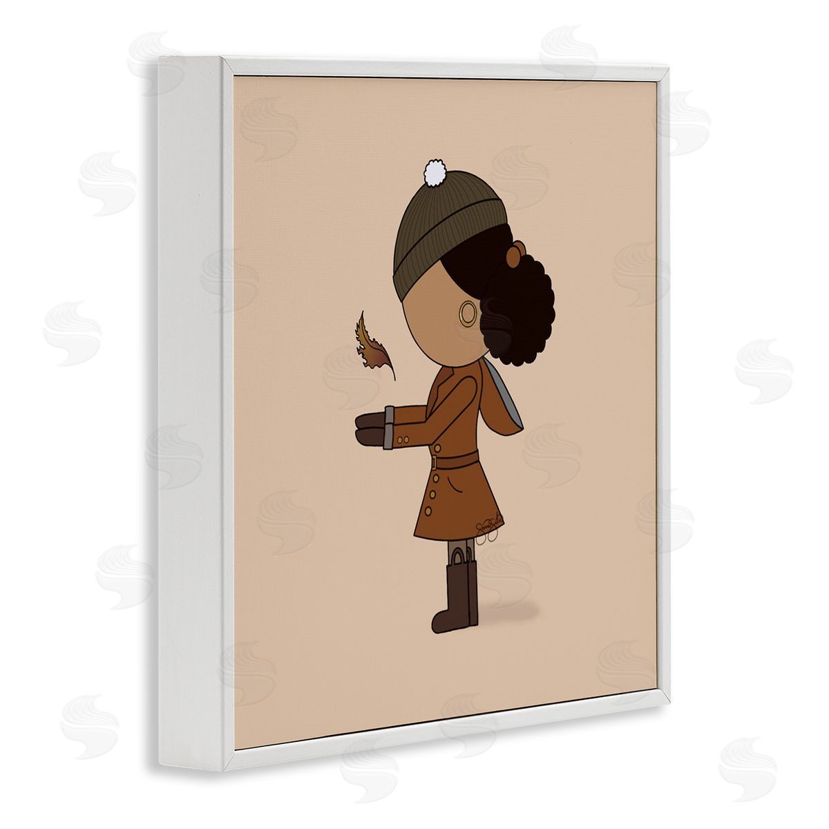 Sierra Siler Autumnal Girl with Leaf Canvas Wall Art Print