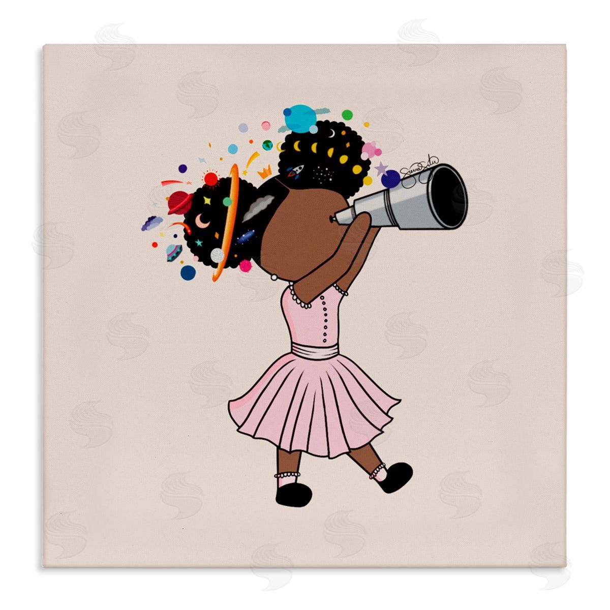 Sierra Siler Celeste Girl with Telescope Canvas Wall Art Print