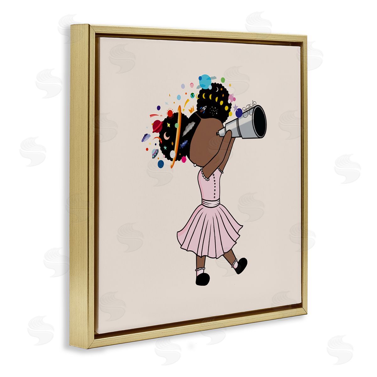 Sierra Siler Celeste Girl with Telescope Canvas Wall Art Print