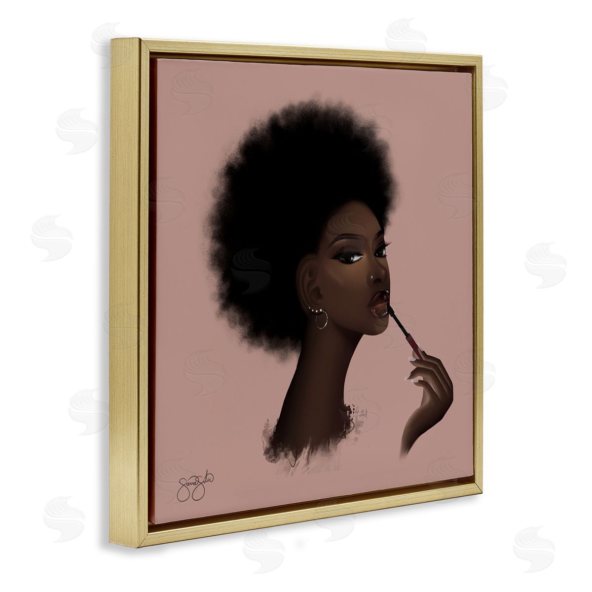 Sierra Siler Glam Girl with Lip Gloss Canvas Wall Art Print