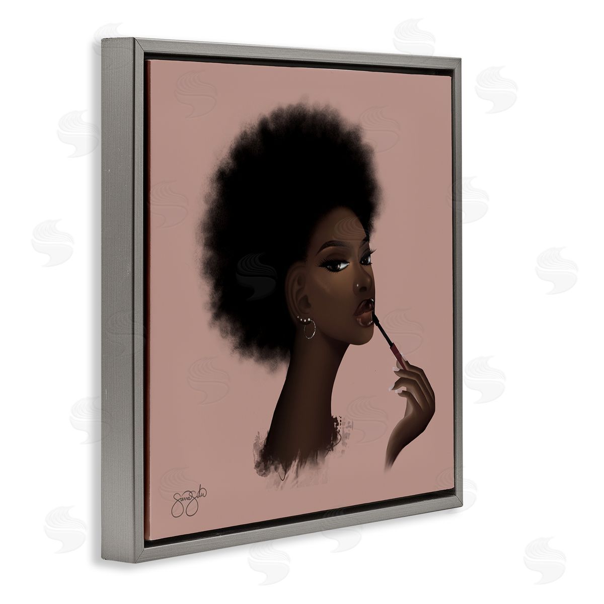 Sierra Siler Glam Girl with Lip Gloss Canvas Wall Art Print