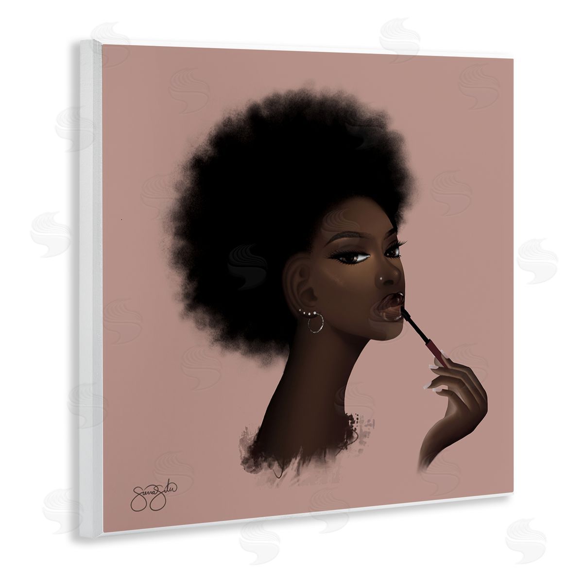 Sierra Siler Glam Girl with Lip Gloss Canvas Wall Art Print