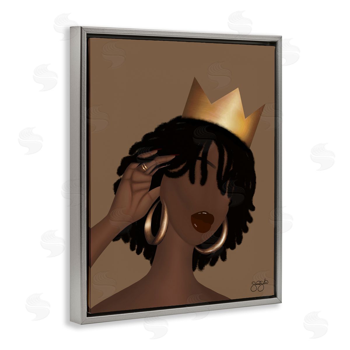Sierra Siler Elegant Glam Woman & Crown Canvas Wall Art Print