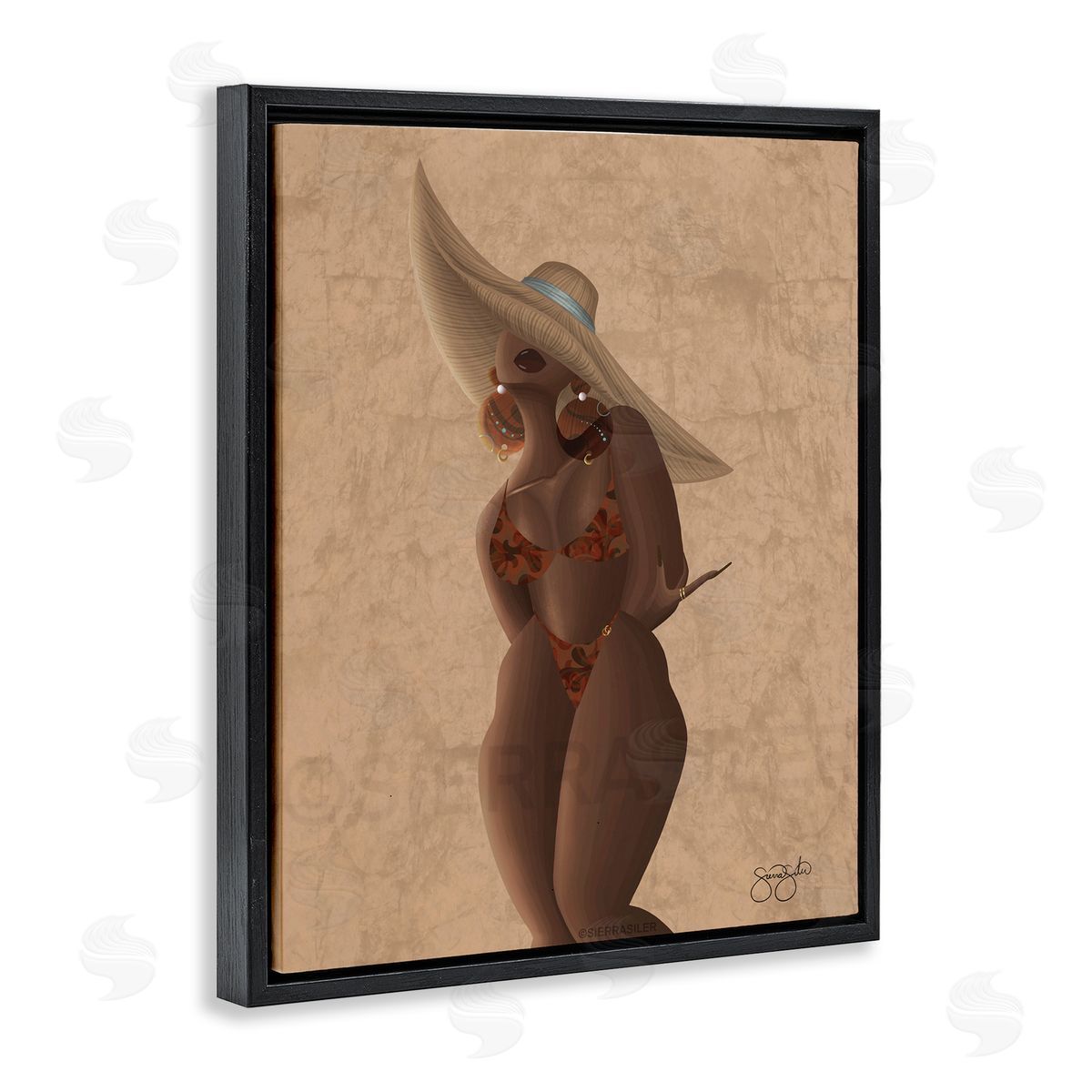 Sierra Siler Woman With Orange Bathing Suit Canvas Wall Art Print