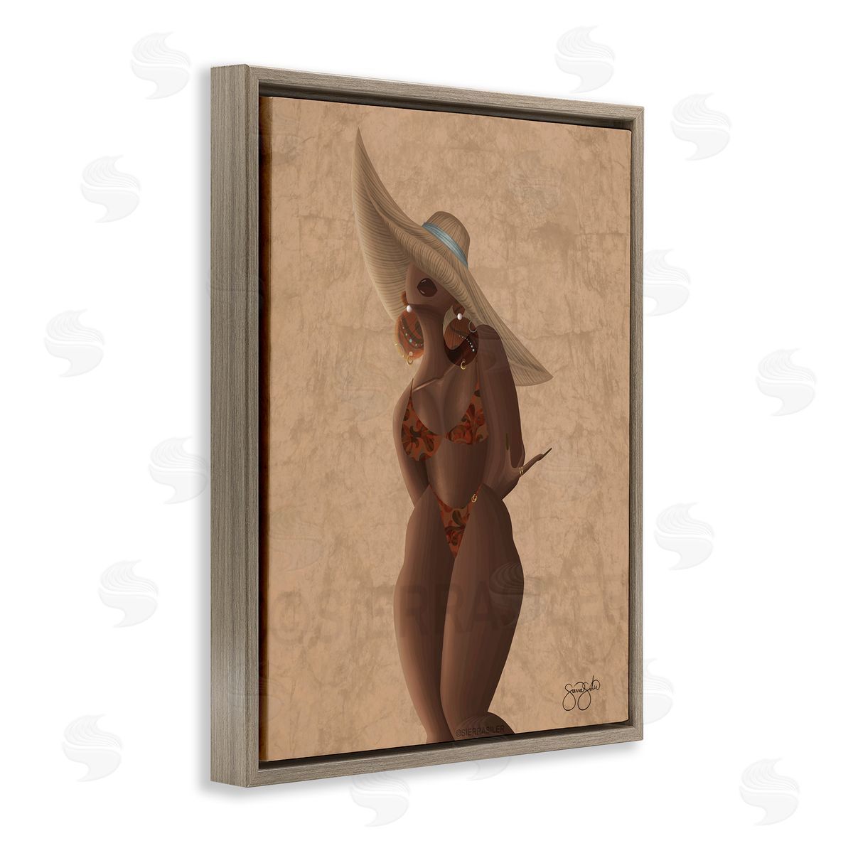 Sierra Siler Woman With Orange Bathing Suit Canvas Wall Art Print