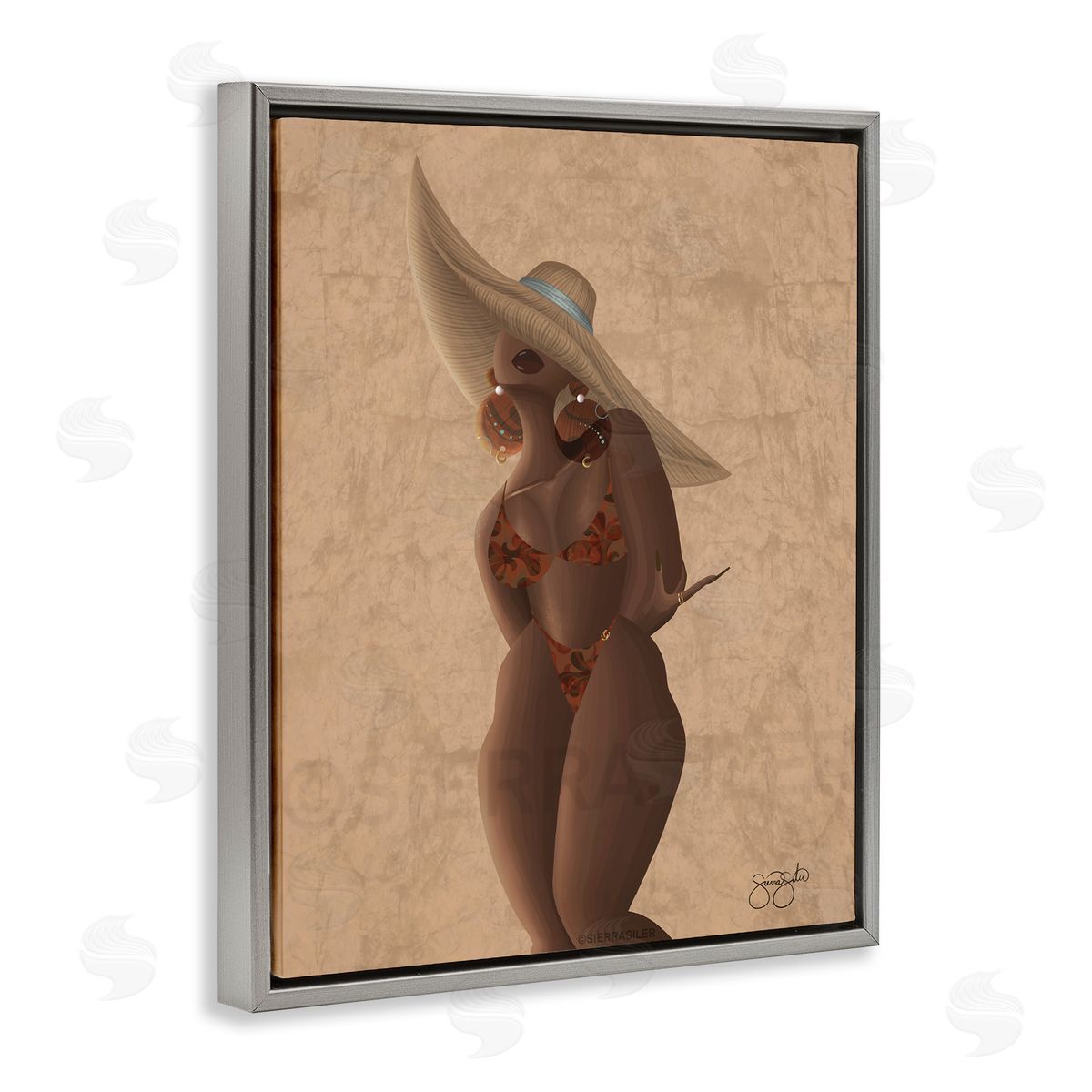 Sierra Siler Woman With Orange Bathing Suit Canvas Wall Art Print