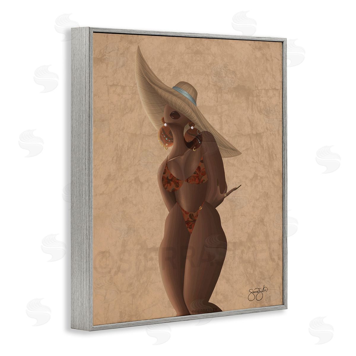 Sierra Siler Woman With Orange Bathing Suit Canvas Wall Art Print