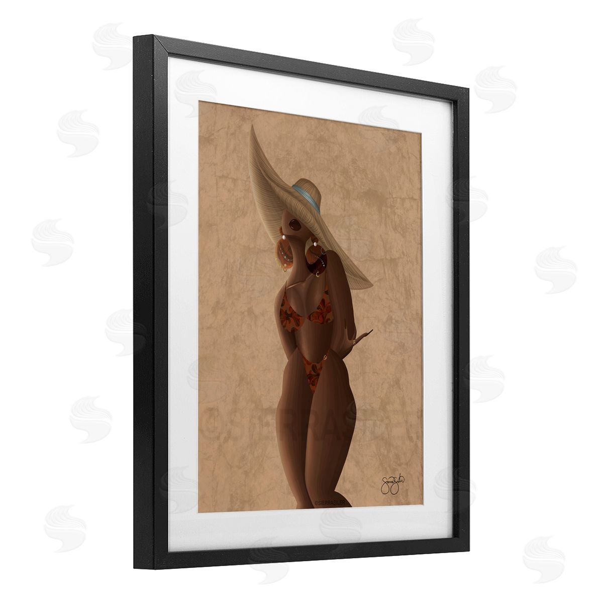 Sierra Siler Woman With Orange Bathing Suit Canvas Wall Art Print
