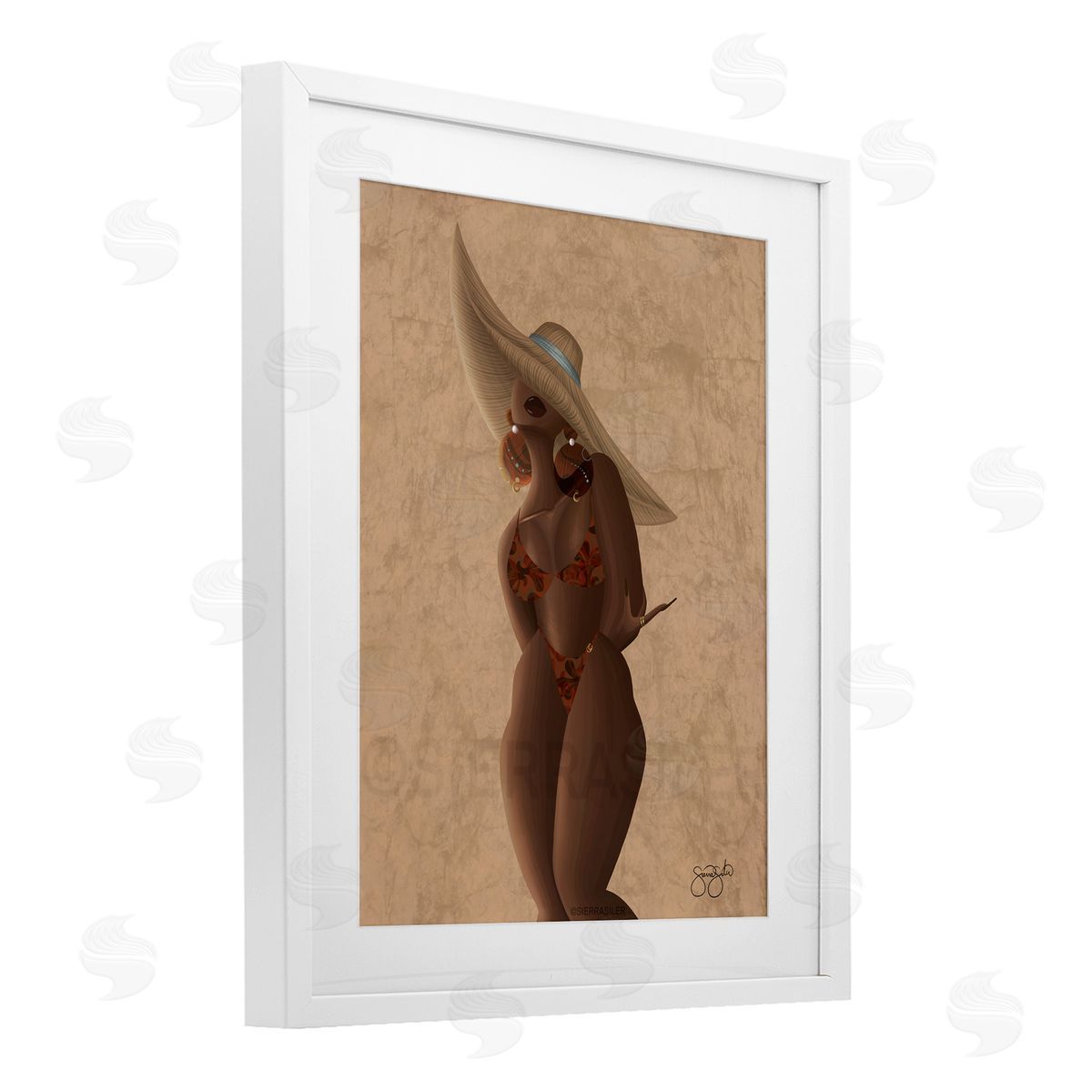 Sierra Siler Woman With Orange Bathing Suit Canvas Wall Art Print