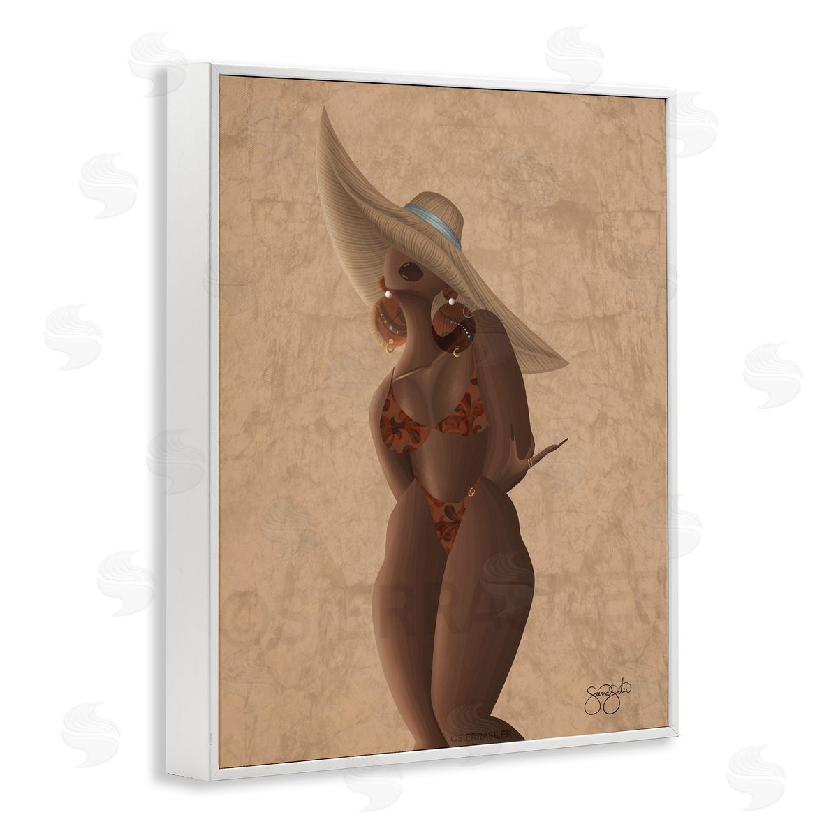 Sierra Siler Woman With Orange Bathing Suit Canvas Wall Art Print