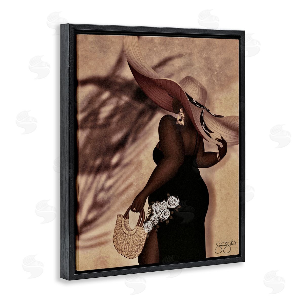 Sierra Siler Stylish Woman with Sun Hat Canvas Wall Art Print
