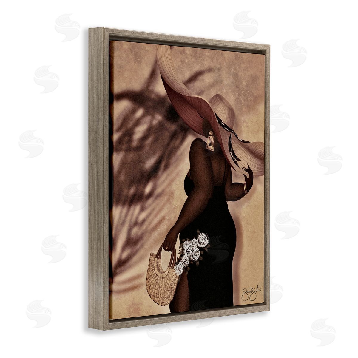 Sierra Siler Stylish Woman with Sun Hat Canvas Wall Art Print