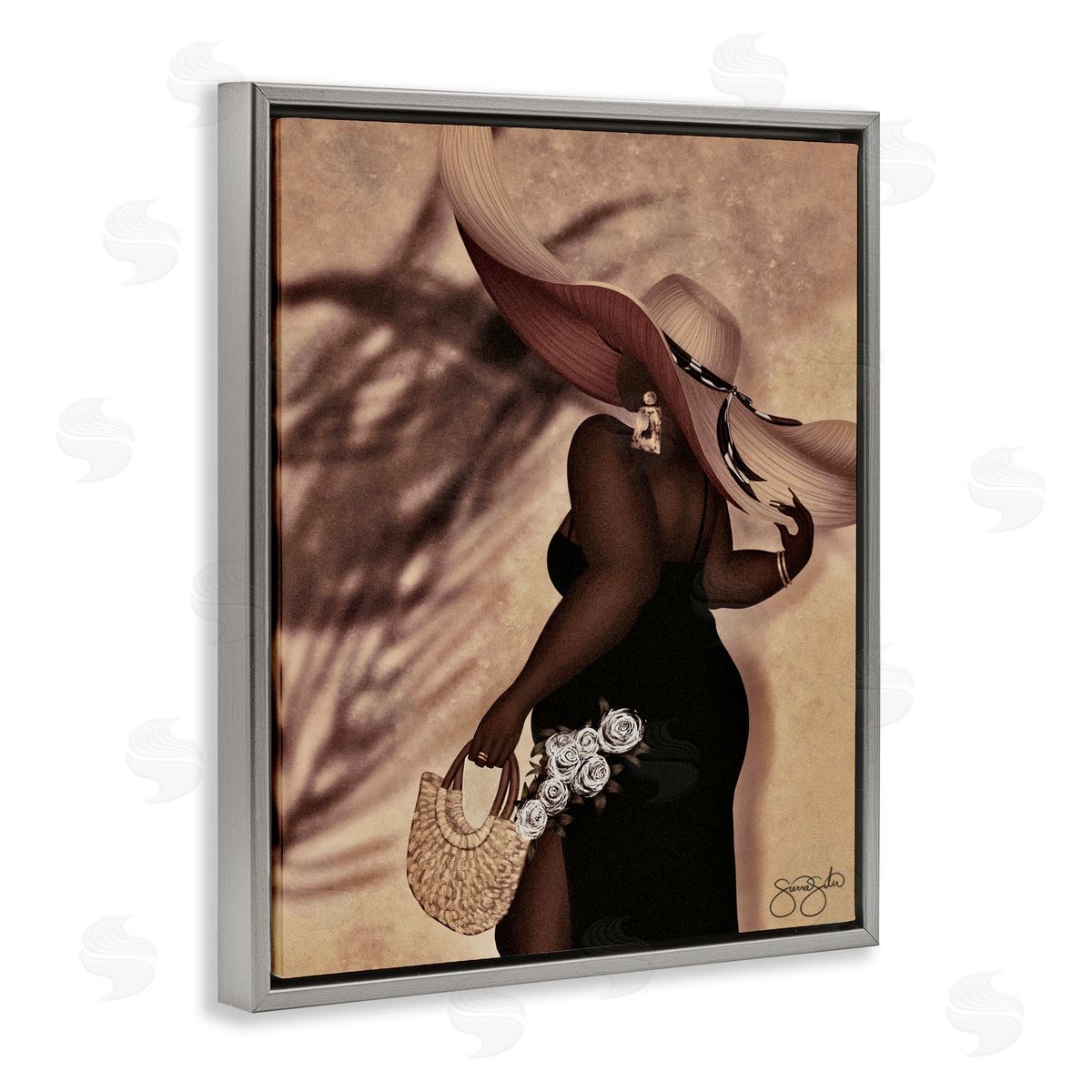 Sierra Siler Stylish Woman with Sun Hat Canvas Wall Art Print