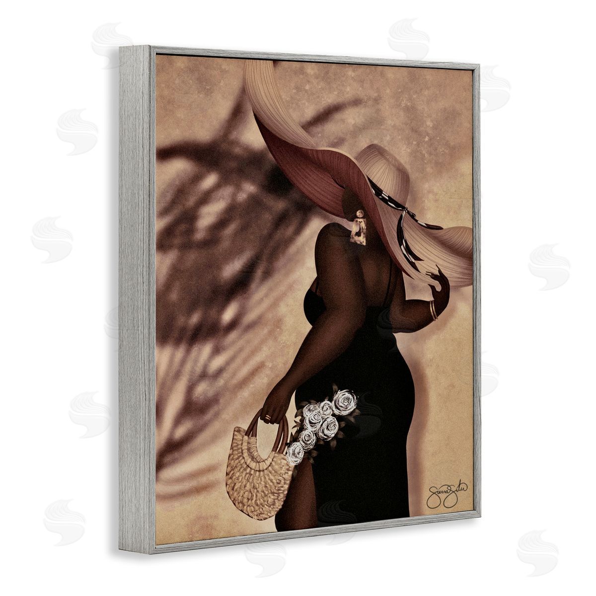 Sierra Siler Stylish Woman with Sun Hat Canvas Wall Art Print