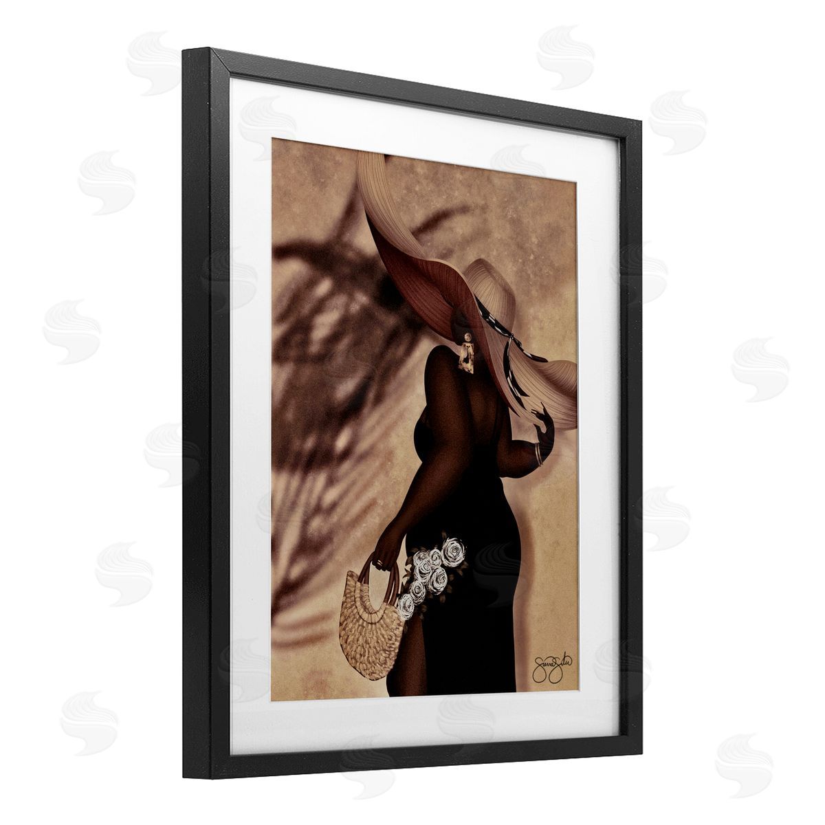 Sierra Siler Stylish Woman with Sun Hat Canvas Wall Art Print