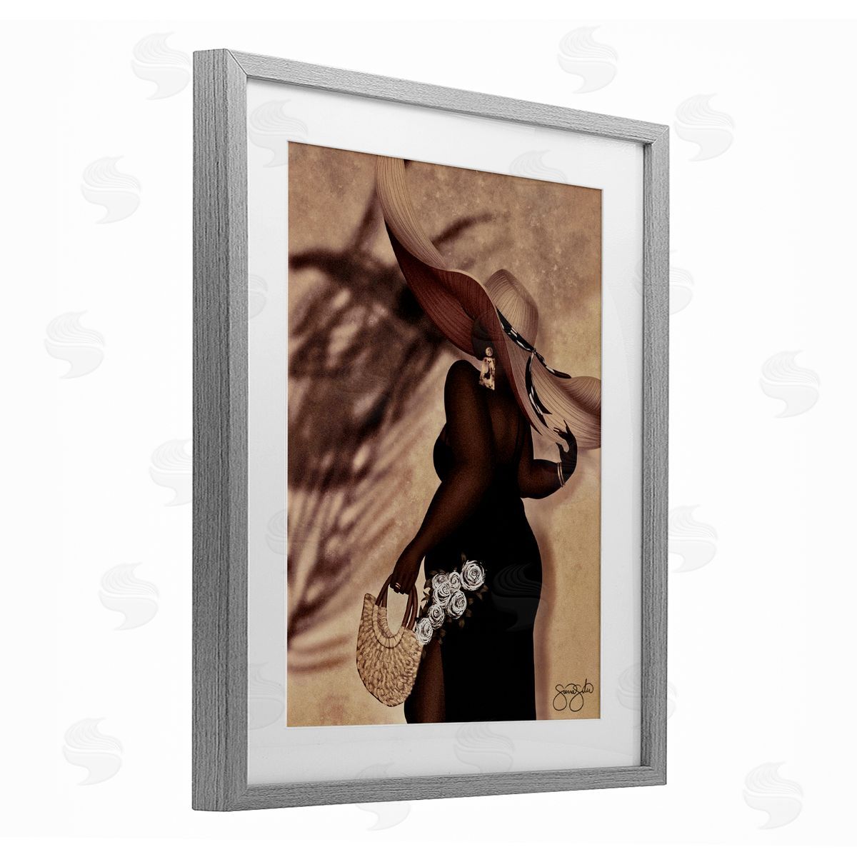 Sierra Siler Stylish Woman with Sun Hat Canvas Wall Art Print