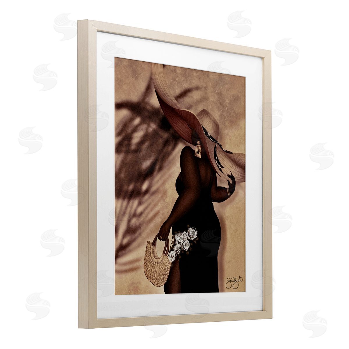 Sierra Siler Stylish Woman with Sun Hat Canvas Wall Art Print