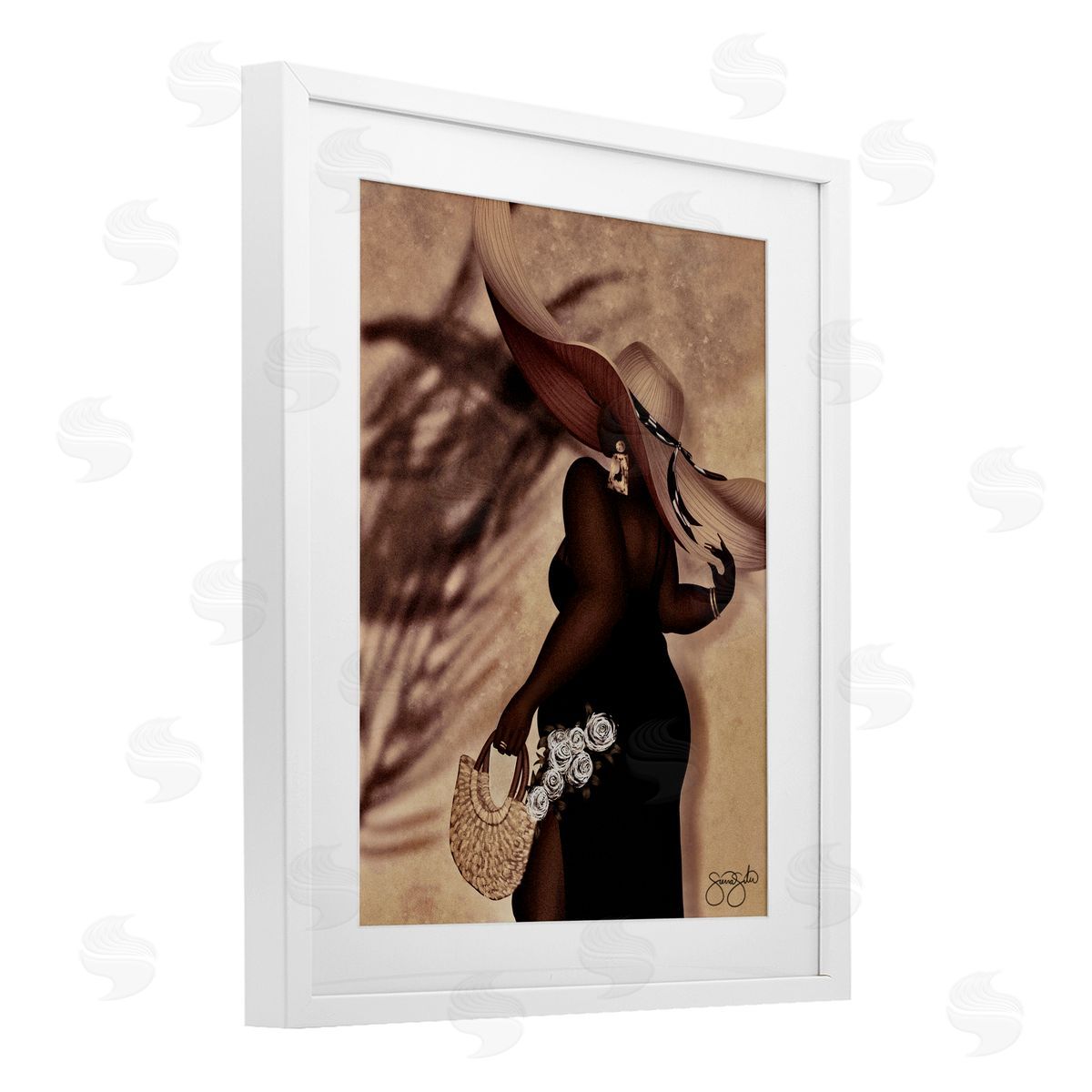 Sierra Siler Stylish Woman with Sun Hat Canvas Wall Art Print
