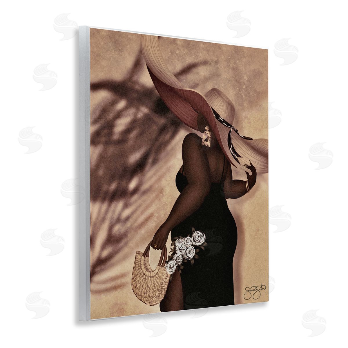 Sierra Siler Stylish Woman with Sun Hat Canvas Wall Art Print