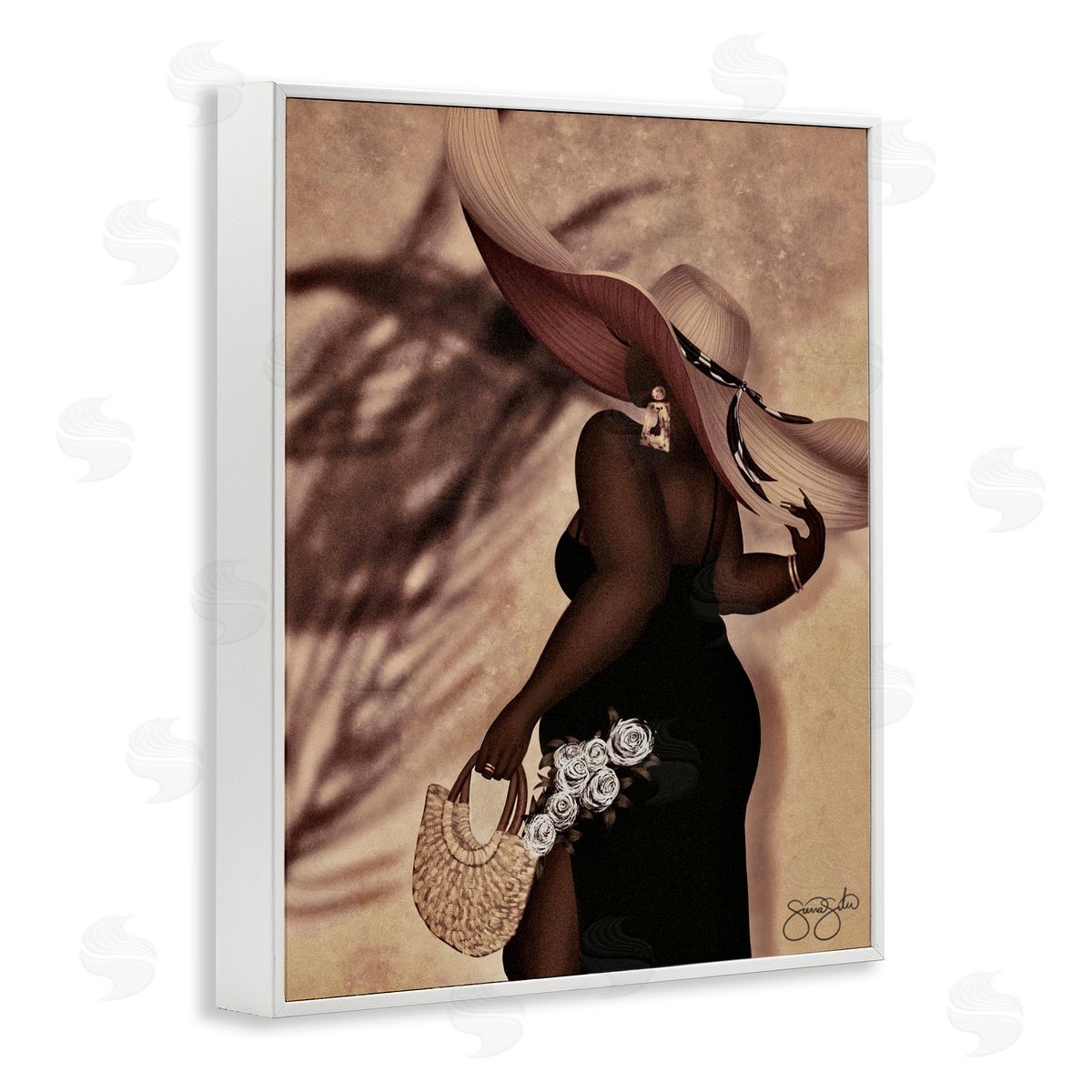 Sierra Siler Stylish Woman with Sun Hat Canvas Wall Art Print